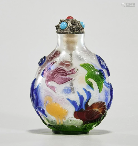 Chinese Glass Polychrome Snuff Bottle