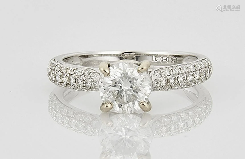 14K White Gold and Diamond Ring