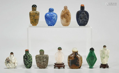 Group of Eleven Various Chinese Hardstone and Mineral