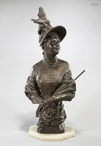 Bronze Bust Figure of a Woman by Rene Charles Masse