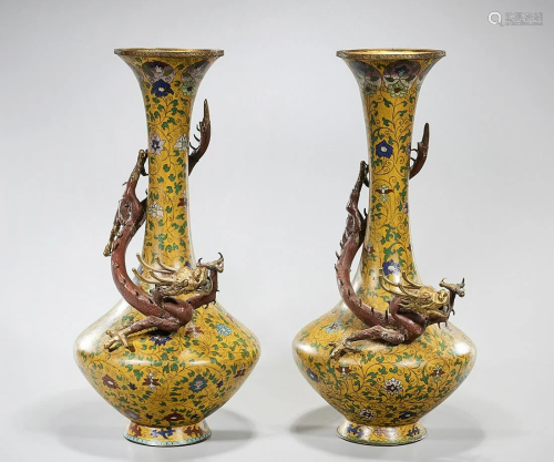 Two Chinese Cloisonne Vases