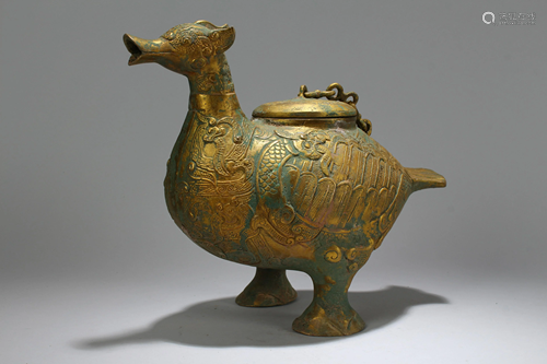 A Chinese Lidded Estate Myth-beast Fortune Bronze