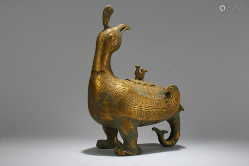 A Chinese Lidded Estate Myth-beast Fortune Bronze