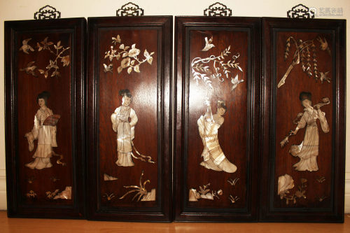 A Chinese 4-pannel Estate Wooden Collection Wall