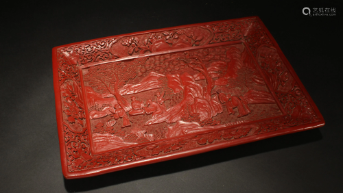An Estate Chinese Story-telling Rect-based Lacquer
