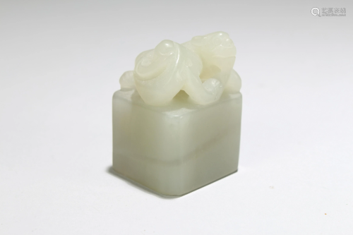 An Estate Chinese Jade-curving Myth-beast Fortune Seal