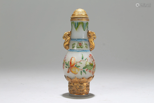 A Chinese Duo-handled Fortune Snuff Bottle