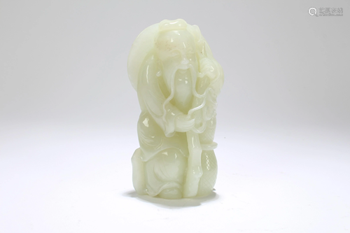 A Chinese Detailed Hotan-jade Curving Statue