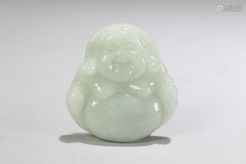 Chinese Happy-buddha Jade Curving Pendant