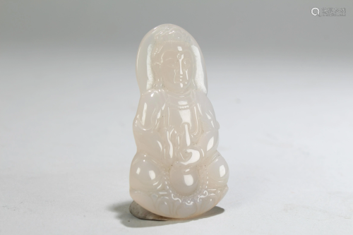 Chinese Guanyin Jade Curving Pendant