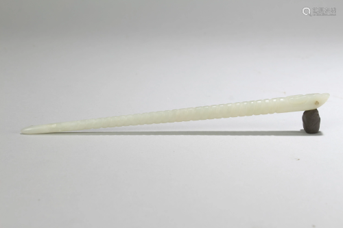 An Estate Chinese Jade-curving Fortune Hair Stick