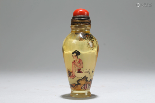 An Estate Chinese Story-telling Fortune Snuff Bottle