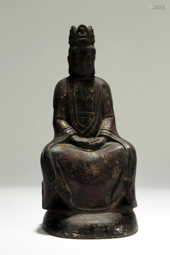 A Chinese Pondering-pose Chinese Buddha Statue