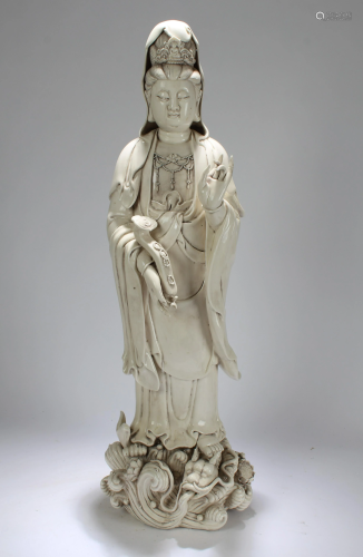 A Chinese Massive De Blac Religious Guanyin Statue