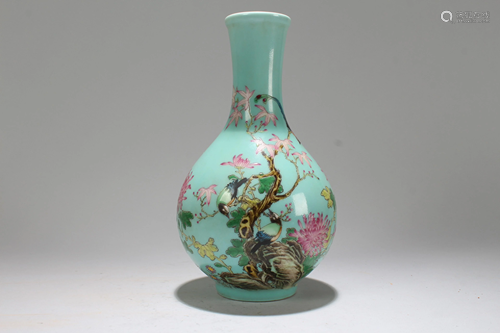 A Chinese Blue-coding Poetry-framing Fortune Porcelain