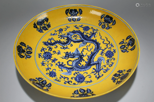 An Estate Chinese Dragon-decorating Yellow Mas…