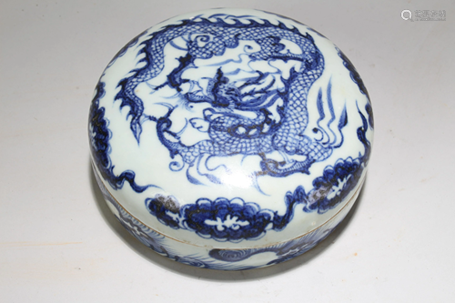 An Estate Chinese Blue and White Dragon-decorating