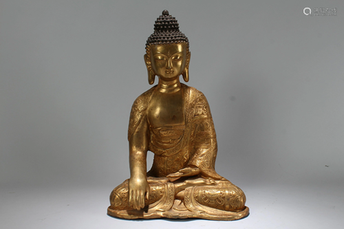 An Estate Chinese Gilt Massive Buddha Statue