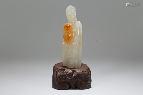 Chinese Agate-curving Buddha Statue