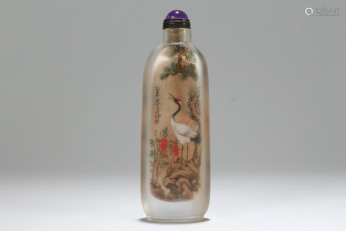 An Estate Chinese Crane-fortune Snuff Bottle