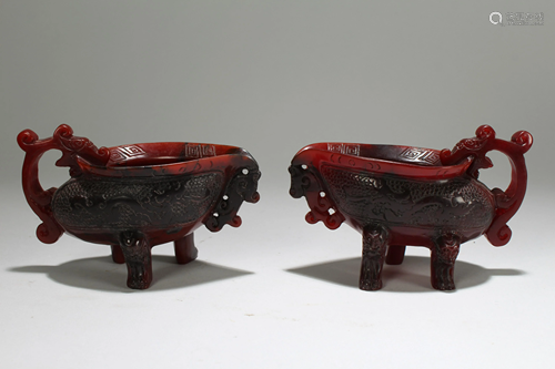 A Pair of Chinese Fortune Censer Figures