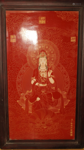 An Estate Hardwood Chinese Bodhisattva Massive