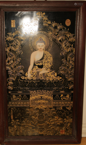 An Estate Hardwood Chinese Bodhisattva Massive