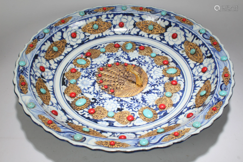 An Estate Chinese Phoenix-fortune Blue and White