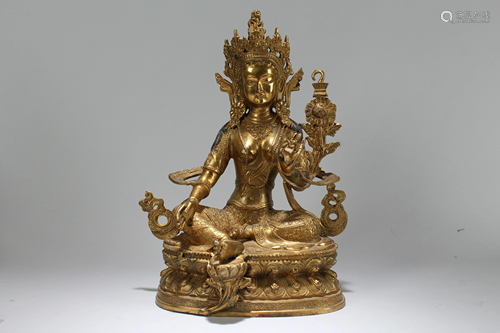 An Estate Chinese Gilt Massive Buddha Religious Statue