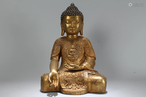 An Estate Chinese Gilt Massive Buddha Statue