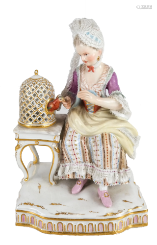 Meissen Porcelain - Lady with Birdcage
