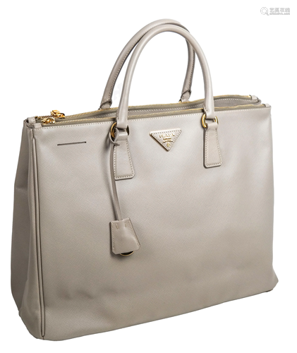 Prada Saffiano Grey Leather Tote