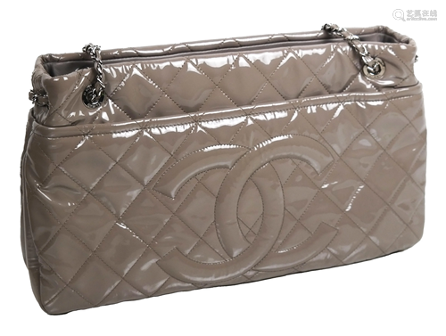 Chanel Taupe Patent Leather Tote