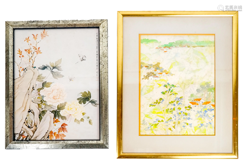 Two Japanese Floral Watercolors