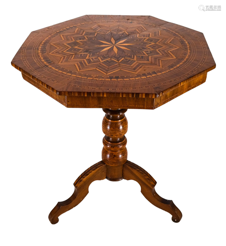 Austrian Inlaid Octagonal Table