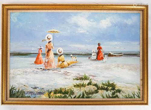 Marie CHARLOT: Figures on a Beach - Painting