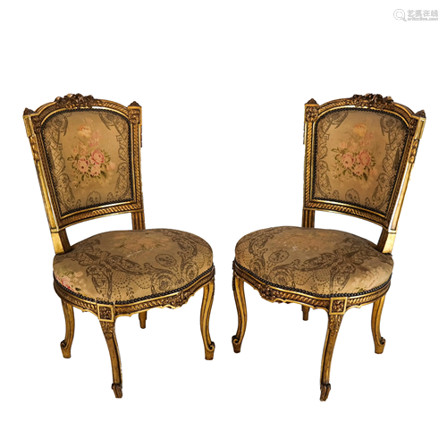 Pair Antique French Side Chairs