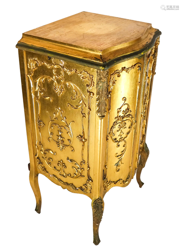 Gilt Wood Painted Two-Door Music Cabinet