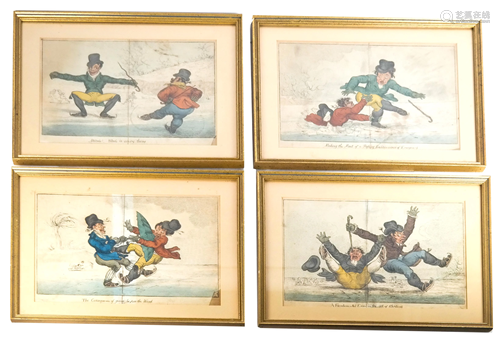 Set of 4 Antique Humorous Color Book Plates