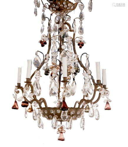 BAGUES French Bronze & Crystal Chandelier