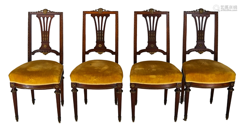 Set Four French Ormolu Side Chairs