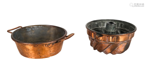 Two Vintage Copper Cake Molds