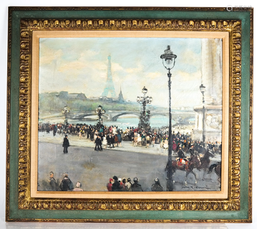 Jules Rene HERVE: Parisian Scene - Oil on Canvas