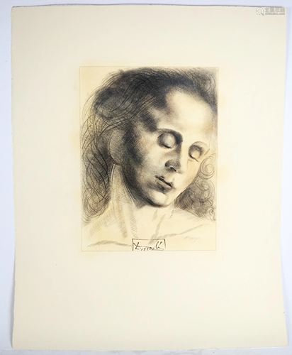 Salvador DALI: Gala in Repose - Drawing