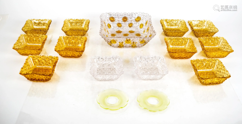 Cut Glass Dishes and Bowl; Carnival Glass