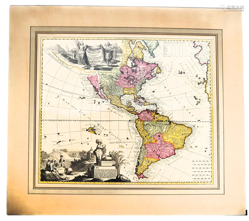 Antique Map of Americas: A.F. ZURNER and P.…