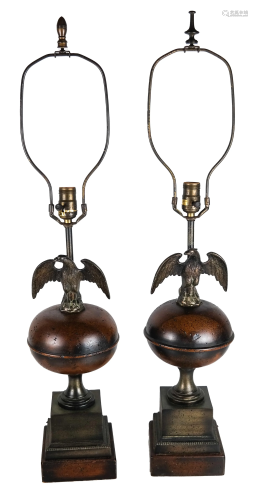 Pair Eagle Motif Lamps