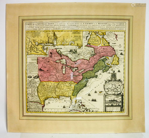 H.A. CHATELAIN: Antique Map of New France