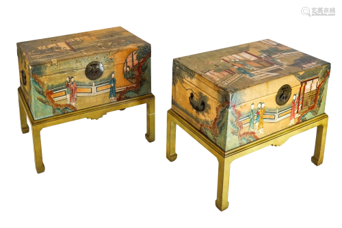 Two Decorated Chinese-Style Trunks