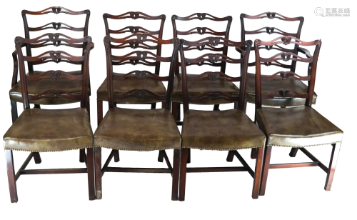 Set of Ten Ladderback Dining Chairs